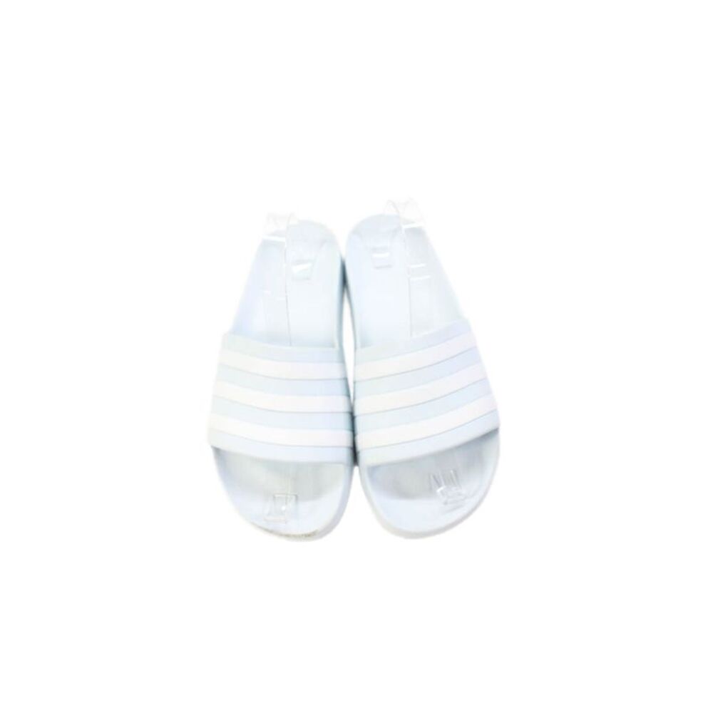Adidas Womens Striped Slip On Casual Slides Light Blue Size 9 - Picture 2 of 5
